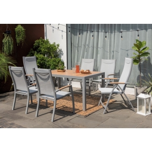 Panama 6 seat dining set with 2 recliners – grey