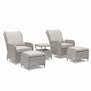 Athens 5 Piece Reclining Bistro Set with Footstools